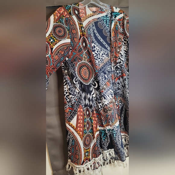 SJS Bohemian Style Colorful Cardigan With Tassels Sz L - Picture 3 of 13